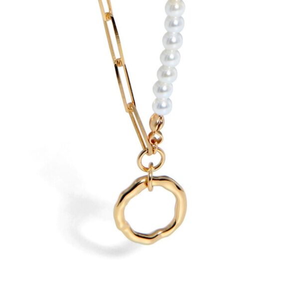 Modern Half Pearl Hexagon Necklace – Adena Jewelry
